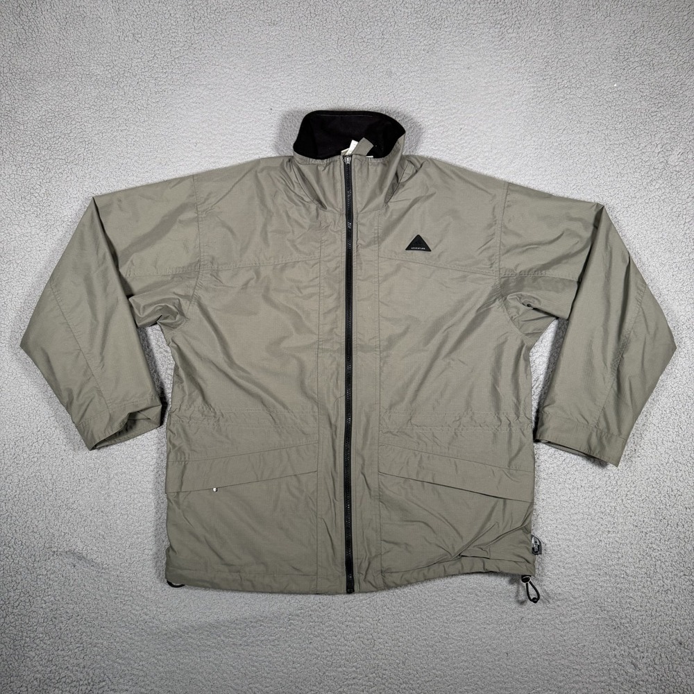 Vintage Adidas Jacket Mens Large Green Ripstop Adventure Windbreaker Full Zip
